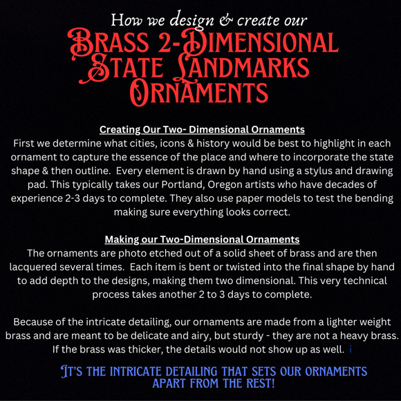 California State Landmarks Brass Ornament Redwoods Napa Lake Tahoe Hollywood - Picture 5 of 9